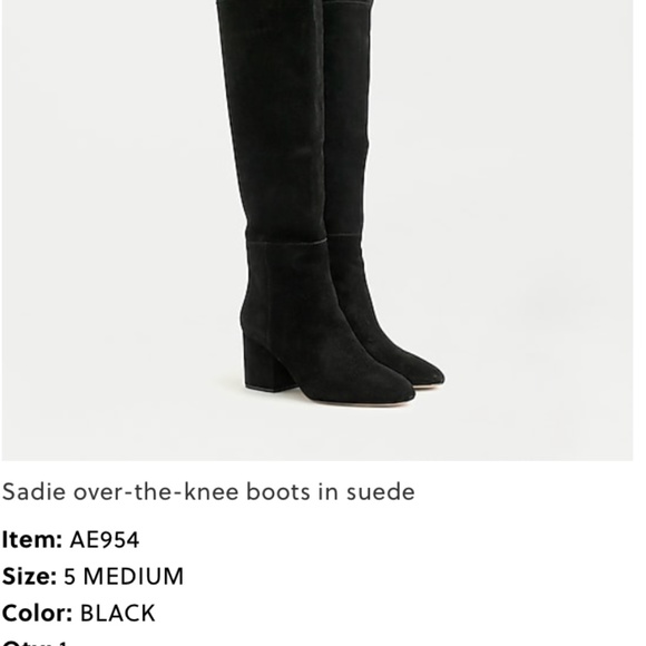 NIB J. Crew Sadie Over the Knee Boots in Black Suede Size 5 - Picture 11 of 12